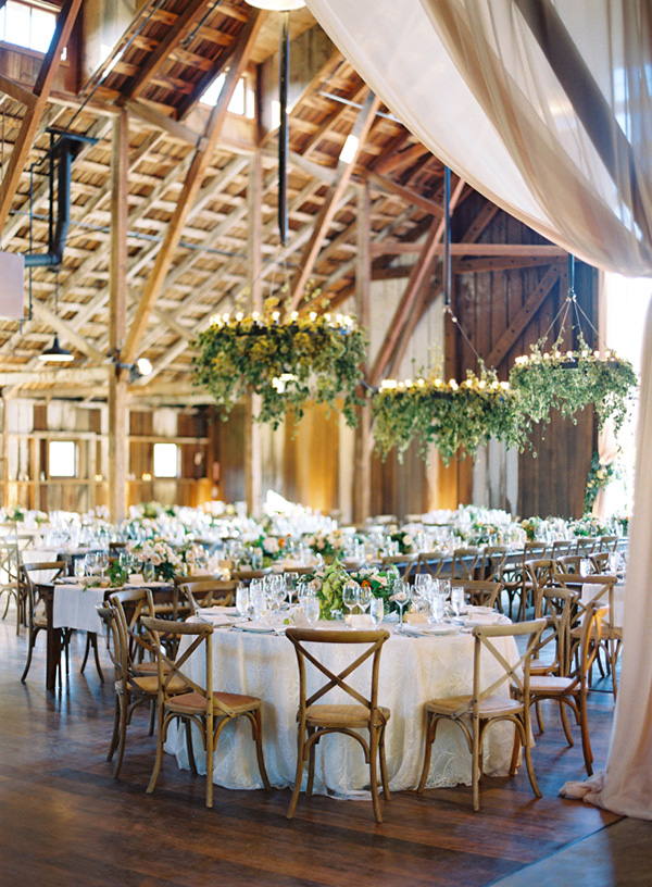rustic-barn-wedding-reception-ideas-with-floral-chandelier